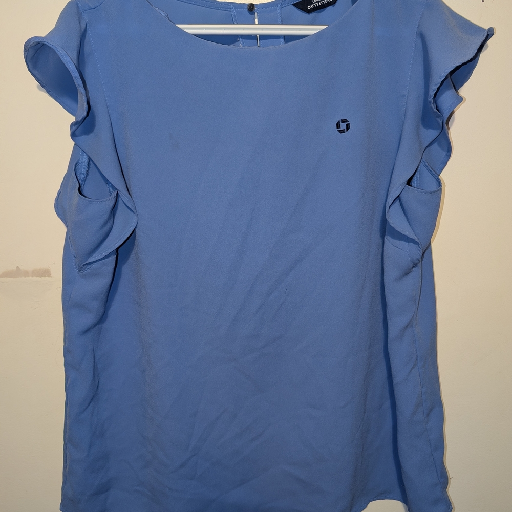 Chase Blue Ruffled Sleeve Top